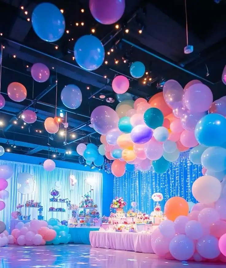 Vikram Balloon Decoration team setting up a balloon arch